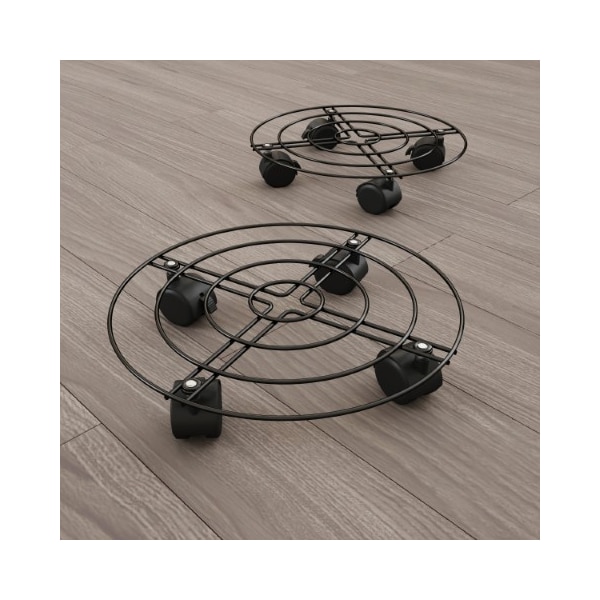 Nature Spring Set of 2 Metal Plant Caddy, Round Pot Stand on Wheels , 12-inch Black Rolling Tray, Outdoor / Indoor 238591RFQ - main